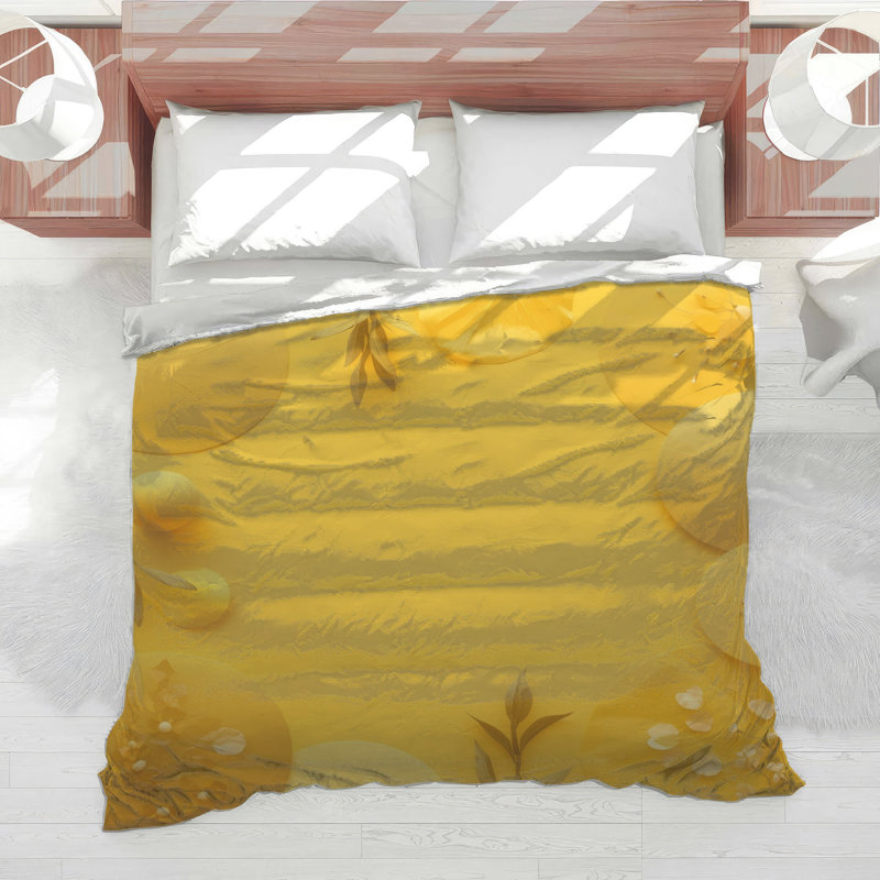 Édredon jaune à motif floral, Très grand lit