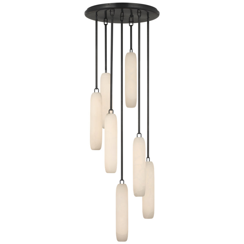 Kelly Wearstler Formosa 7-Light Pendant in Bronze with Alabaster, Bronze