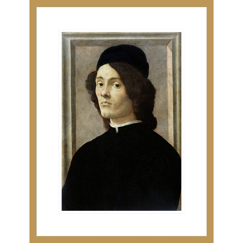 «Portrait of a Man» par Sandro Botticelli - Estampe numérique encadrée, H 21,75 po x l 16,48 po