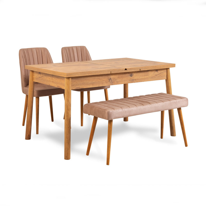Durant 4 - Person Dining Set, Atlantic Pine, Atlantic Pine, Stone