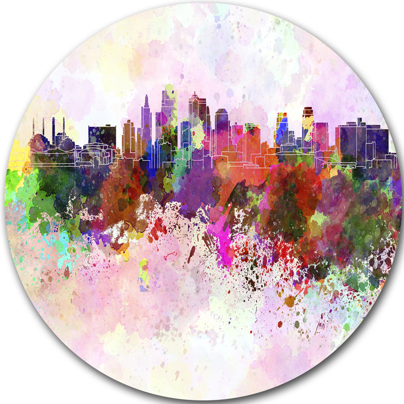 « kansas city horizon », impression sur métal, H 23 po x l 23 po x P 1 po
