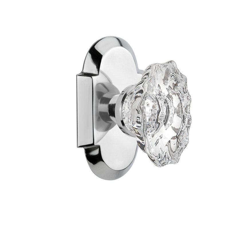 Cottage Plate with Chateau Door Knob, Bright Chrome, 2-3/8"
