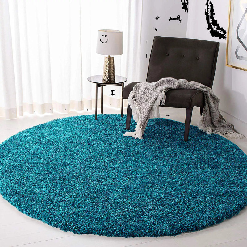 Solid Colour Shag Area Rug, Round 120 cm