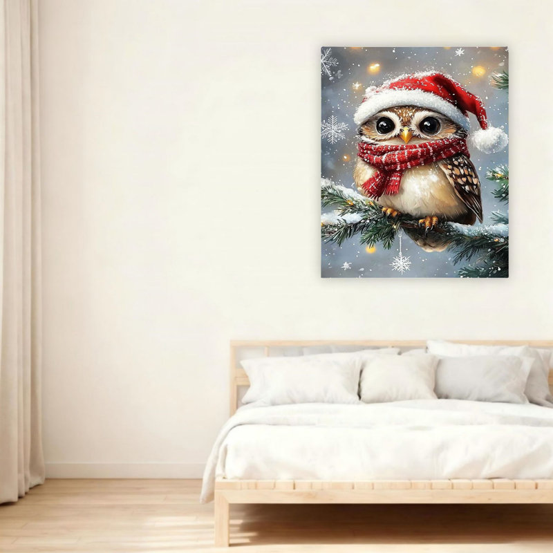 Art mural en toile 24 po x 36 po Christmas Owl