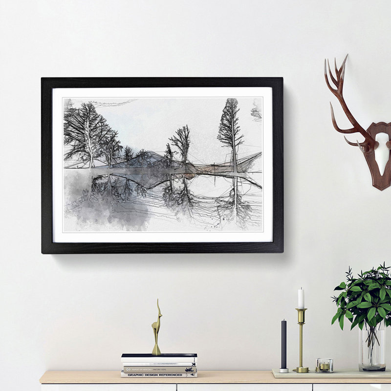 Mount Fuji in Fujinomiya Japan in Abstract - Picture Frame Graphic Art Print, Black Framed, 48cm H x 65cm W x 2cm D