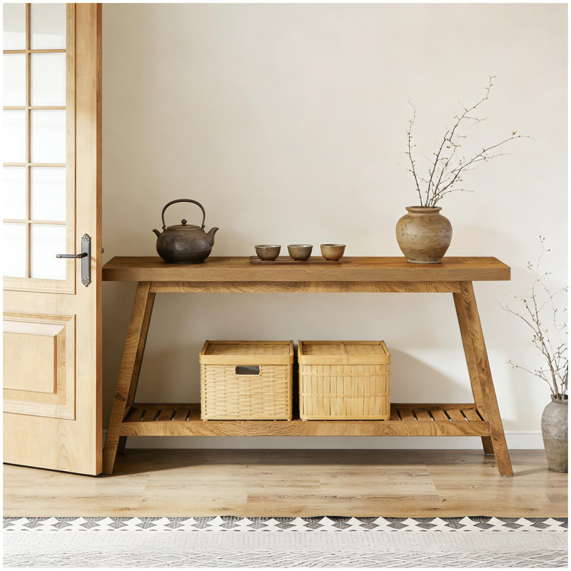 2-Tier Entryway Table,Sofa Table,Space-Saving Console Table, Natural