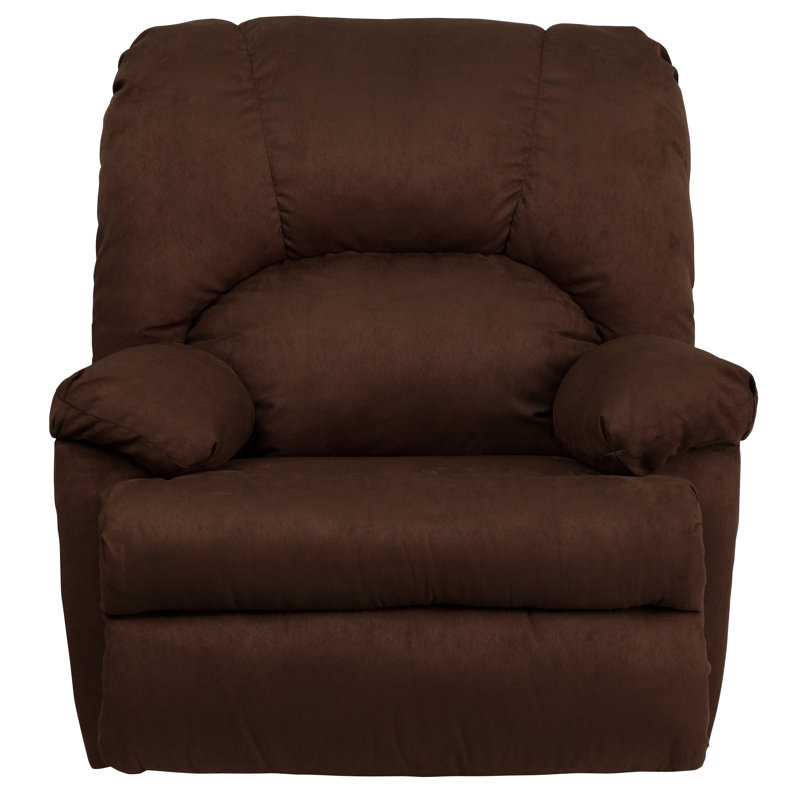 Fauteuil inclinable manuel berçant standard de 37 po de large Ranee, Suède de microfibre chocolat Montana