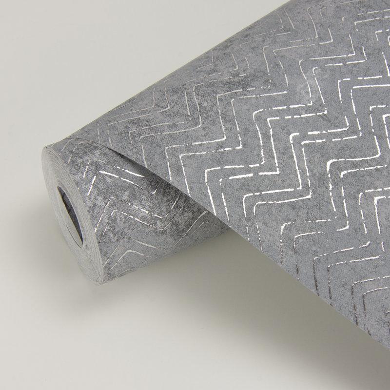 Rouleau de papier peint à chevrons L 33 pi x l 27,5 po, Étain