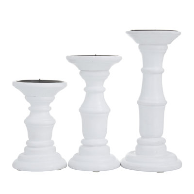 Wood Tabletop Candlestick Set