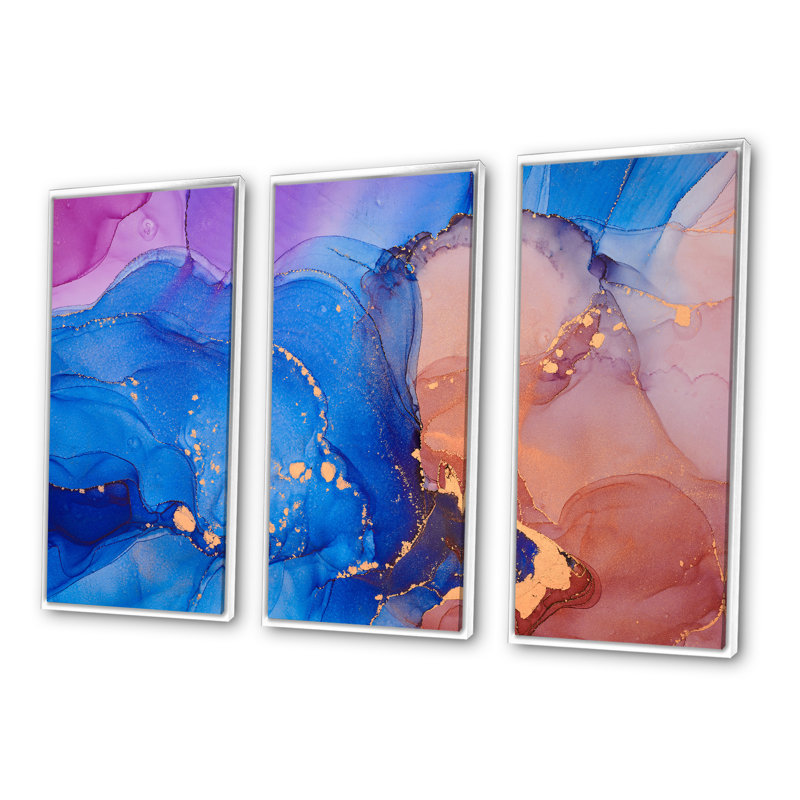 3 pièces, cadre flottant, impression sur toile, L 36 po x H 28 po, Cadre blanc