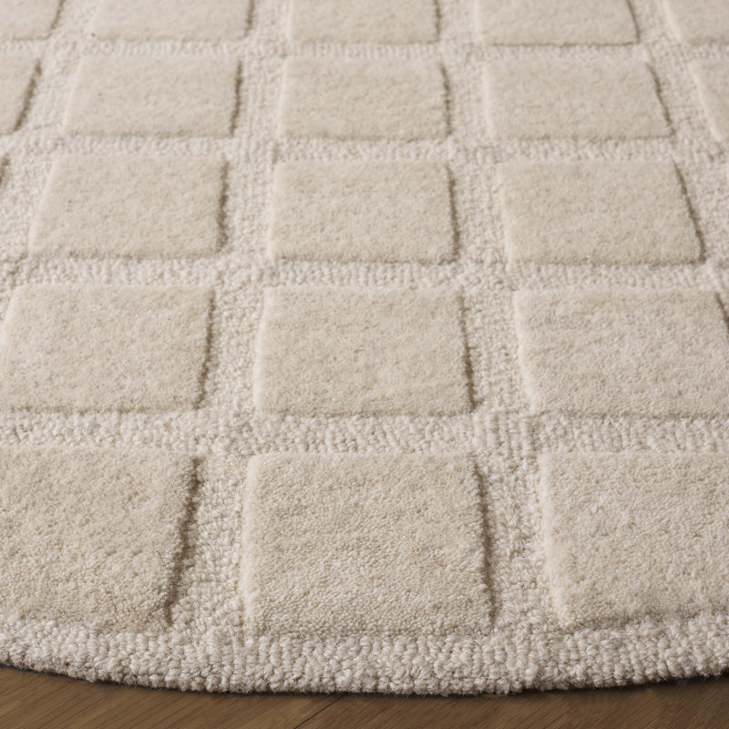 Naoya Hand Tufted Wool Pile Geometric Rug, Round 6'