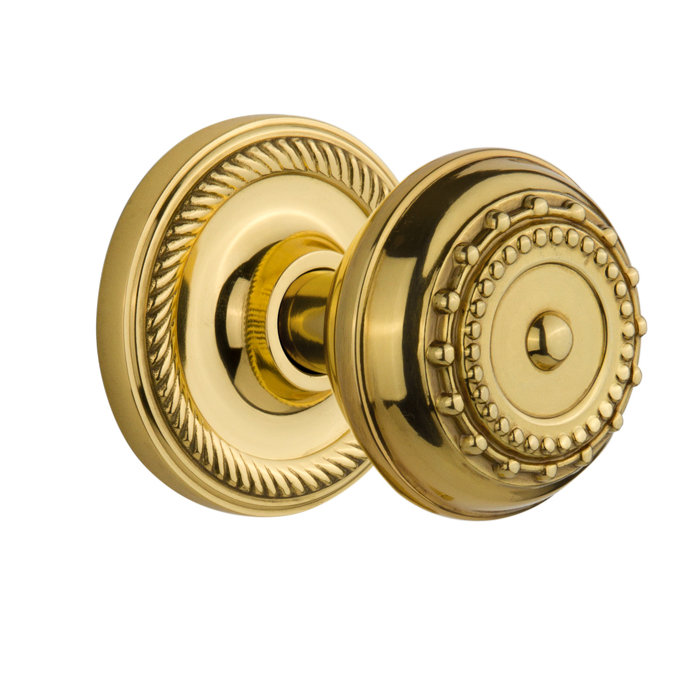 Rope Rosette with Meadows Door Knob, Polished Brass