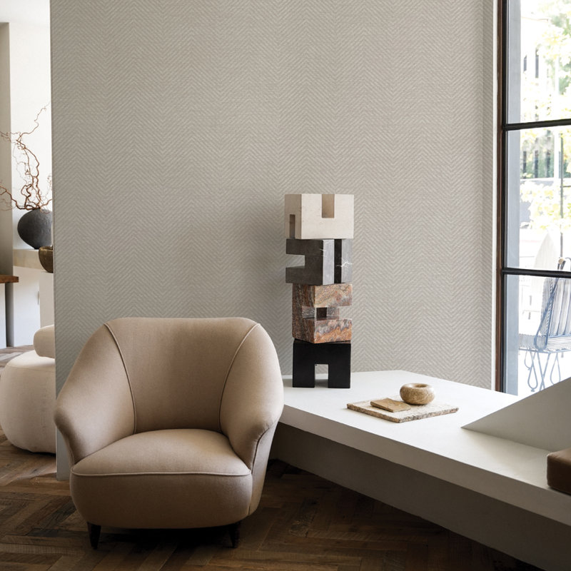 Papier peint adhésif texturé imitation pelouse par Jeremiah Brent, Beige