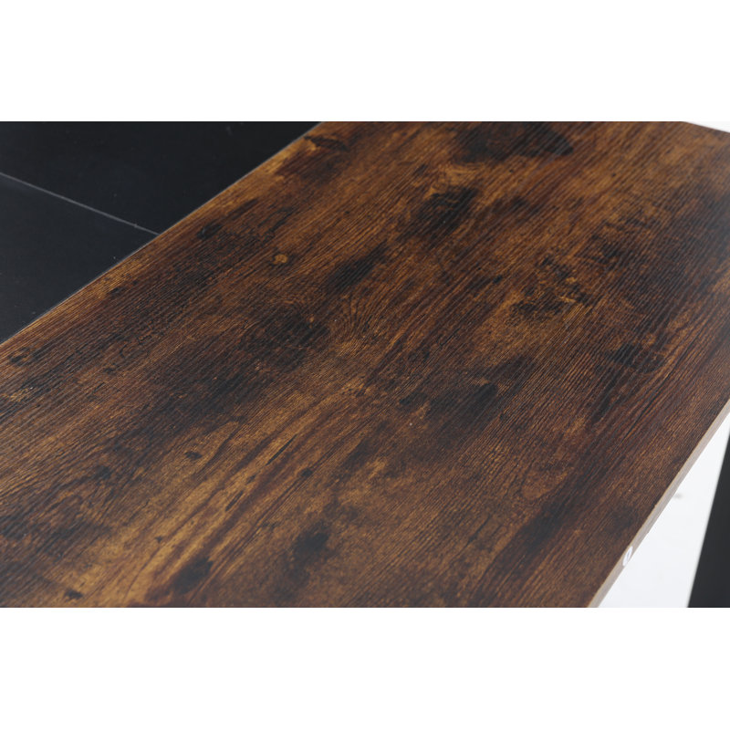Dorether Ergonomic Computer Desk, Brown/Black