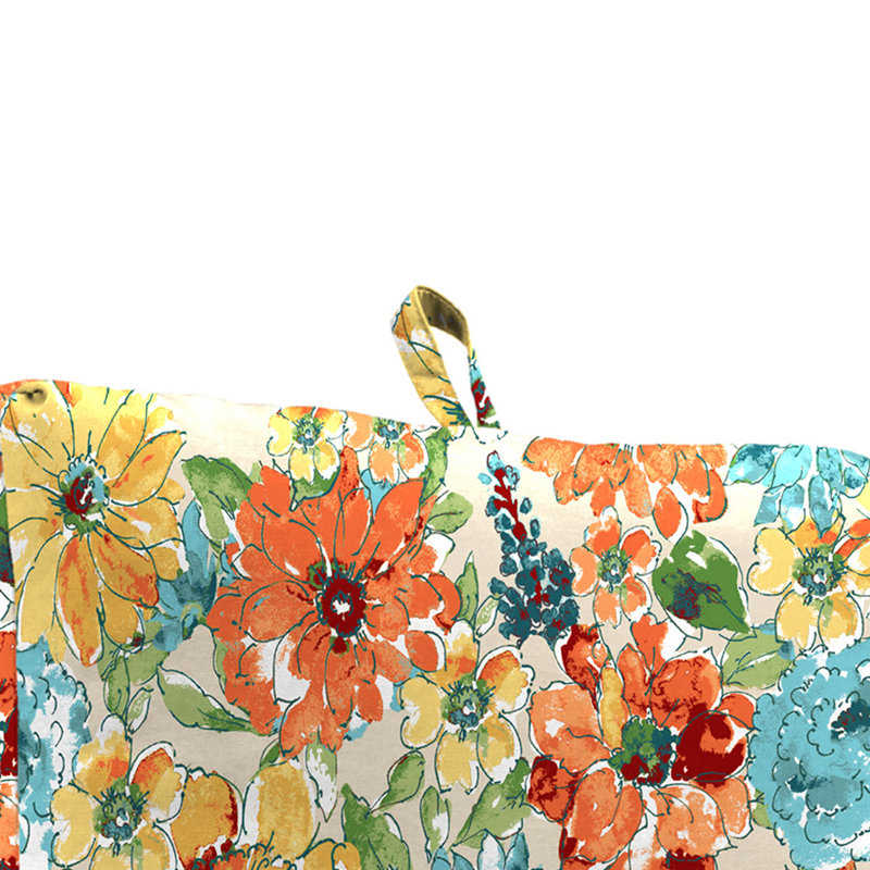 21" x 38" Outdoor Chair Cushion with Ties and Loop (Set of 2), Multi-Colored Floral 1