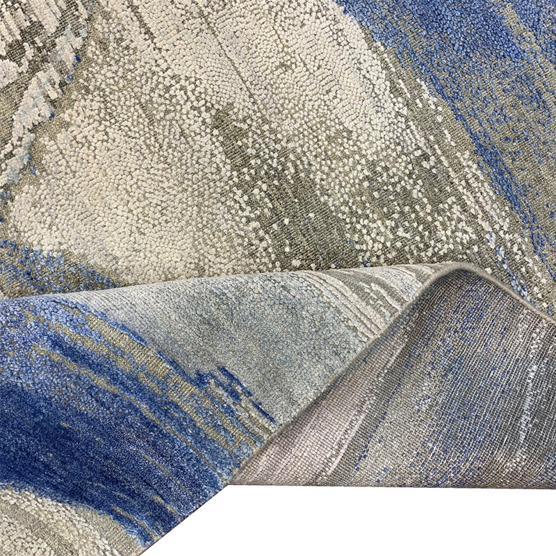 Canterbury Silk Abstract Area Rug in Blue, Rectangle 8' x 10'