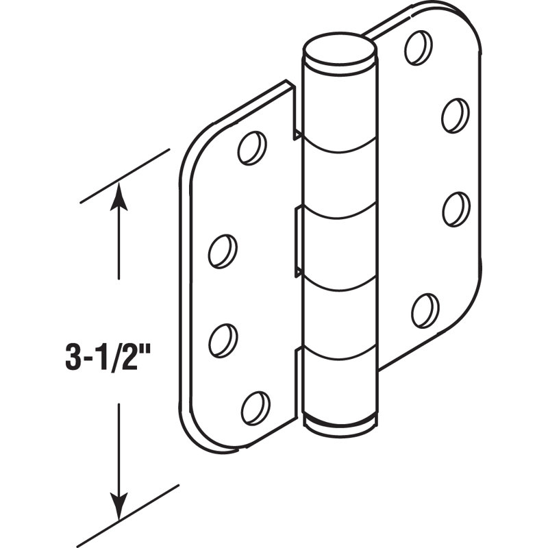 Charnière de porte Prime-Line, rayon de 3 1/2 po x 3 1/2 po x 5/8 po, acier (paquet simple), Nickel