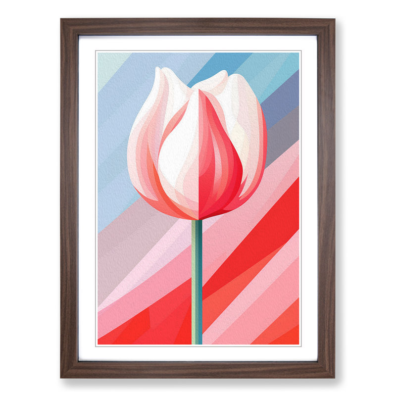 Tulip Flower Op - Framed Print, Walnut , 34cm H x 25cm W x 2cm D