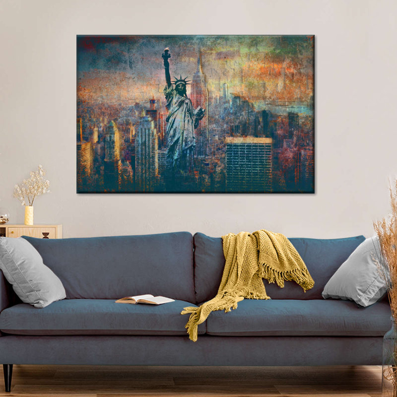 " Grunge Liberty Statue " by PaintboxJenny, 8" H x 12" W x 1" D