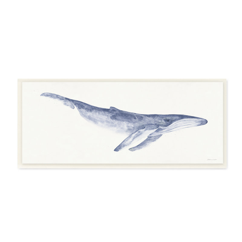 « blue baleine », reproduction de peinture à l’aquarelle, Plaque murale, H 7 po x l 17 po x P 1,5 po