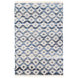 Denim Rag Diamond Ivory Handwoven Cotton Rug
