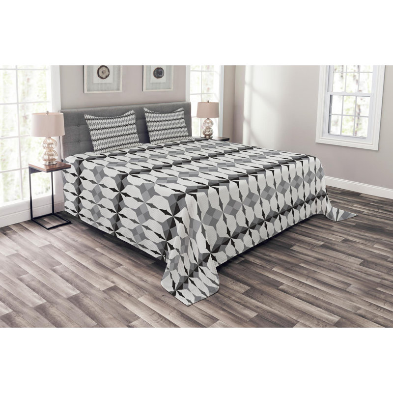 Modern & Contemporary Geometric Shapes Coverlet, King Coverlet + 2 Shams