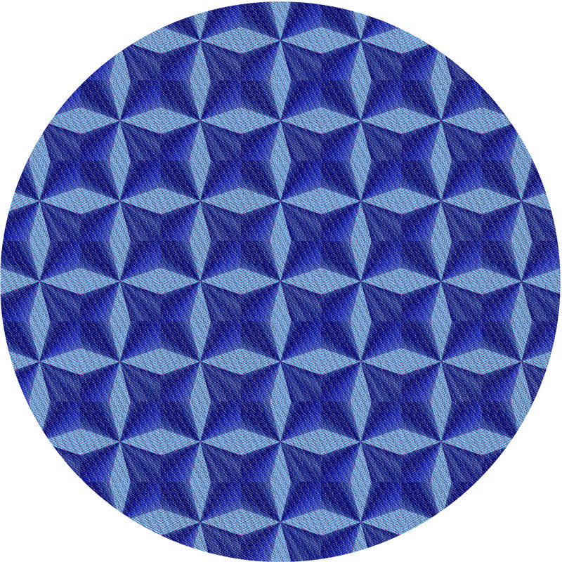 Tapis bleu tissé à la machine, Rond 7 pi