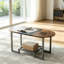 Table basse ovale avec tablette de rangement à 2 niveaux, table centrale étroite étroite pour petits espaces, cadre rustique brun et noir, design compact pour le salon, la chambre à coucher et le bureau