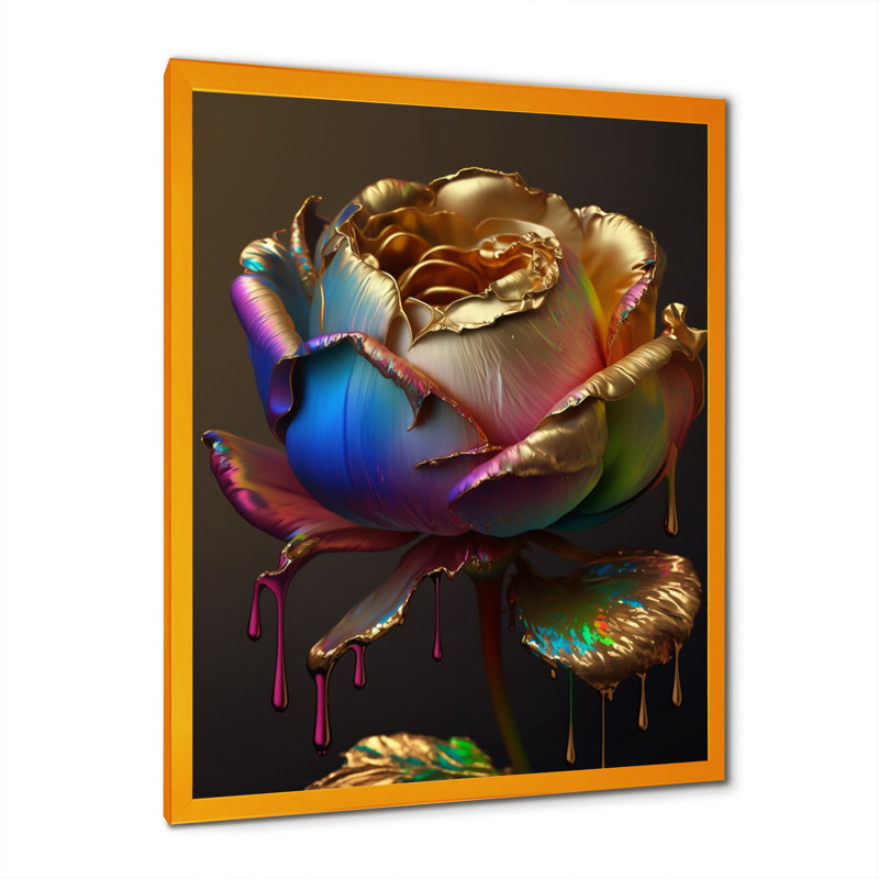 «Rainbow Peony», impression sur toile, H 32 po x l 16 po x P 1 po, Encadrement doré