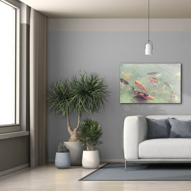 «Koi Reflections 2» par Alicia Ludwig, art mural sur toile, H 26 po x l 40 po x P 1,5 po