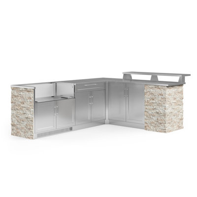 Outdoor Kitchen Signature Series 8 Piece L Shaped Cabinet Set with Stainless Steel Top -  NewAge Products, 69475