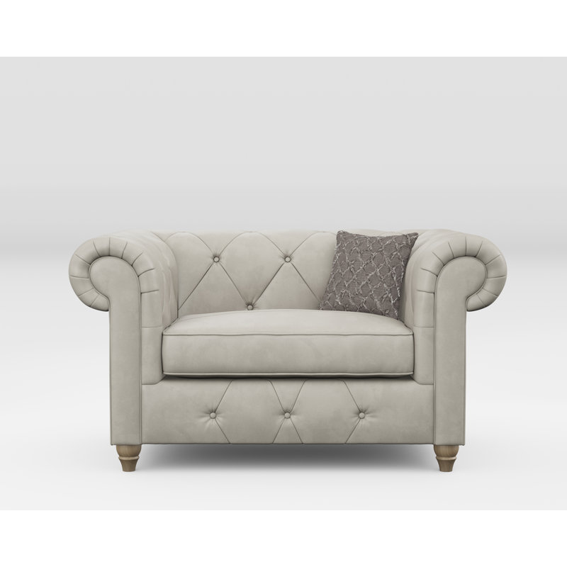 Melrose Leather Chair And A Half, Cloud Grey, Walnut