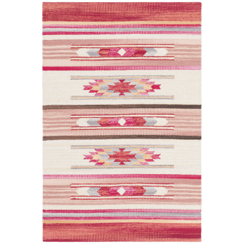 Conkling Flatweave Jute/Cotton Southwestern Rug in Red, Rectangle 4' x 6'