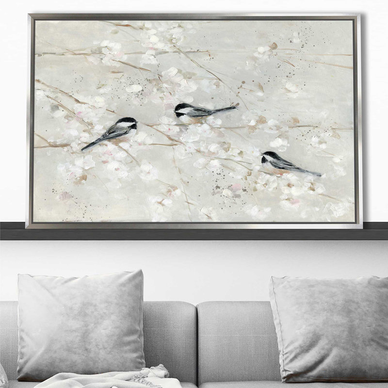 Nature's Confetti II par - Peinture, Cadre flottant argent, H 21,5 po x l 33,5 po x P 2 po