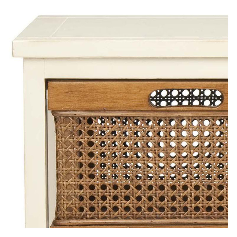 Commode à 4 tiroirs Mailiah, Crème / canne