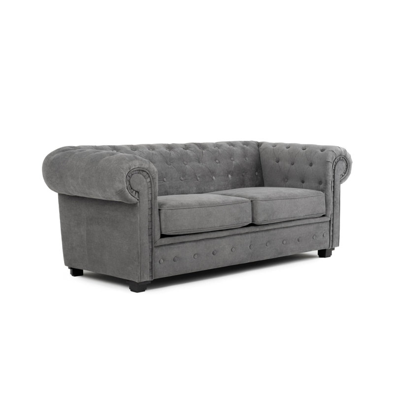 Allegra 3 Seater Chesterfield Sofa Bed, Dark Grey, 2