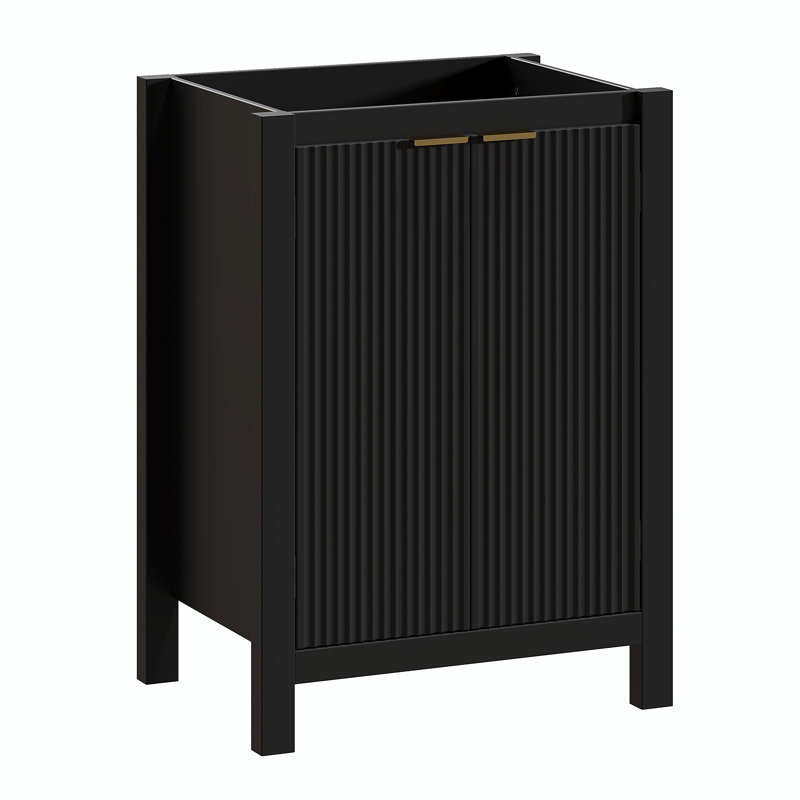 Base de meuble-lavabo simple 24 po seulement, Noir, noir, noir, noir