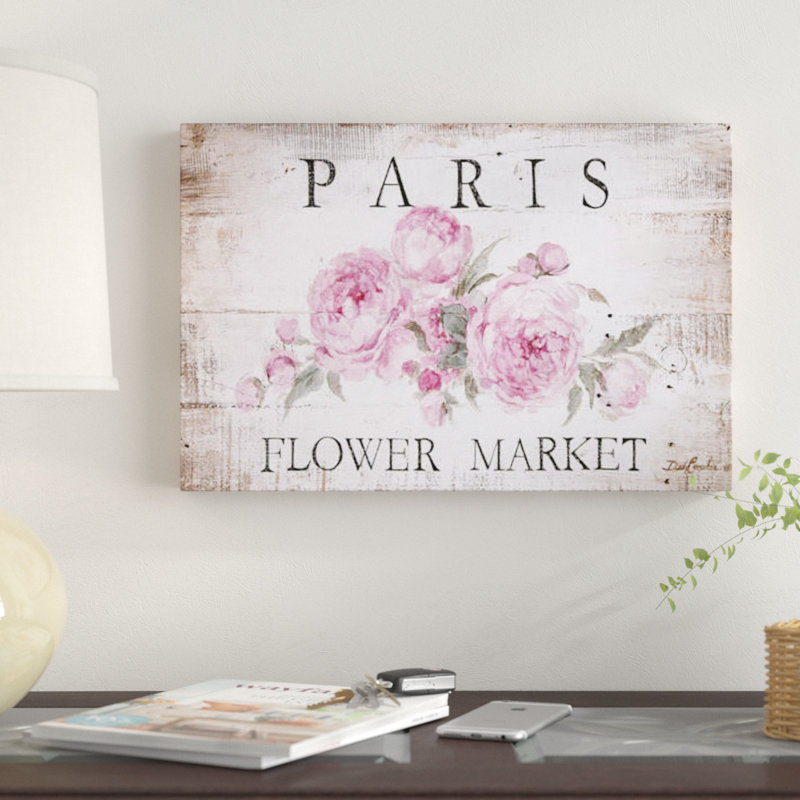 " Paris Flower Market Sign " by Debi Coules, 8" H x 12" W, Wrapped Canvas, No Frame