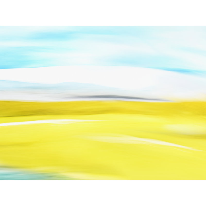 Paysage déplacé par Rica Belna - Peinture, H 25,2 po x l 31,2 po, Papier avec cadre noir, H 19 po x l 25 po