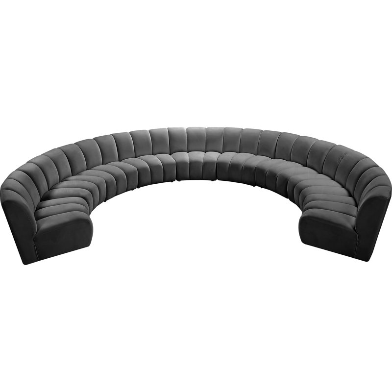 Canapé modulaire en velours Infinity, Velours gris, 9 pièces