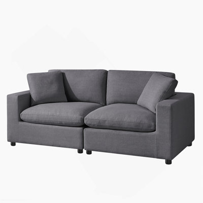 Modular 2-Piece Sofa - Charcoal, Plush Fabric, Family-Friendly, Easy-Clean, And -Comfortable Design