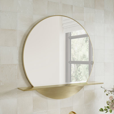 Platform Stainless Steel Frame Wall Mirror with Shelves