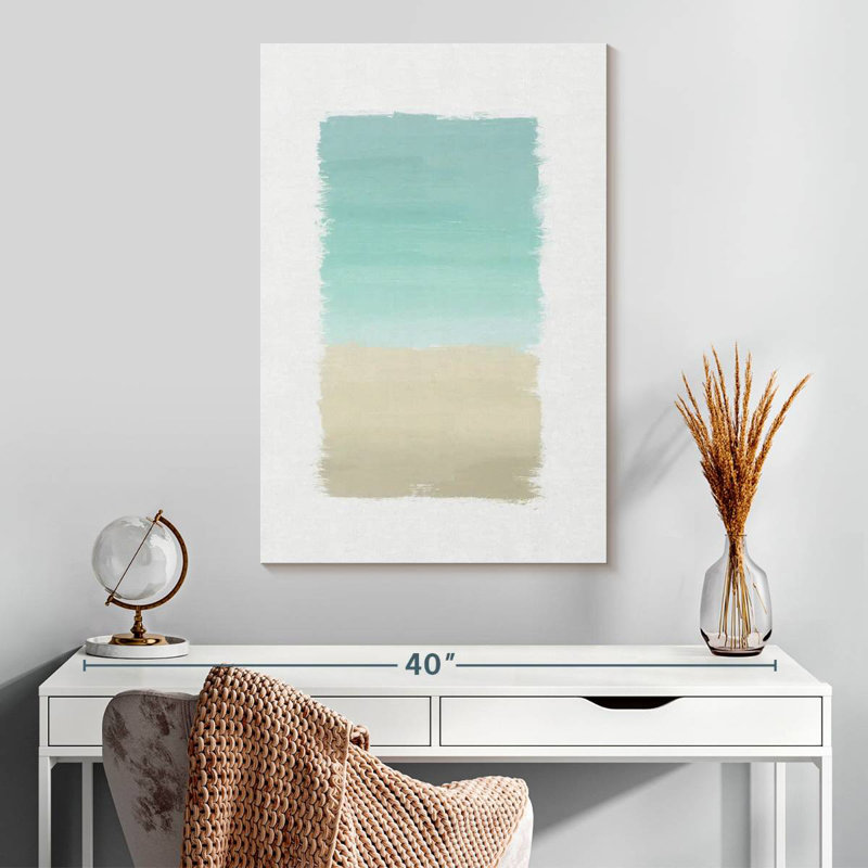 Avery turquoise abstrait sur fond blanc, H 30 po x l 20 po