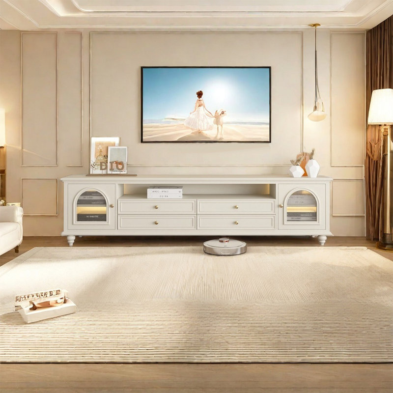 Meuble télé blanc simple et lumineux, 78.74"