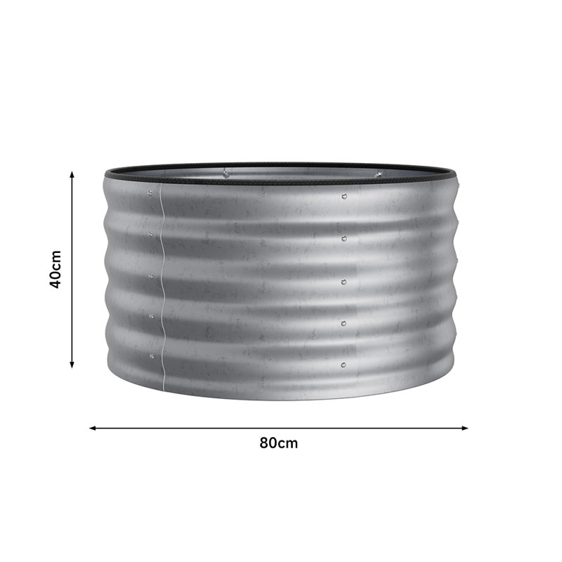 Metal Raised Garden Bed, 40cm H x 80cm W x 80cm D, Silver