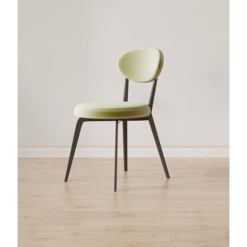 Chaise moderne et simple en velours rembourré, Blanc / Blanc
