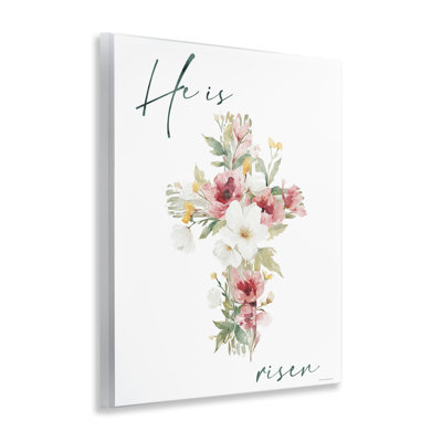 He Is Risen Flower Cross Wall Plaque, design by Svetlana Aleynikova