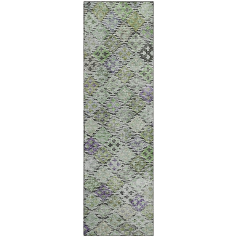 Premium Machine Washable Dahl AMF1081 Geometric Rug, Runner 2'3" x 7'6"