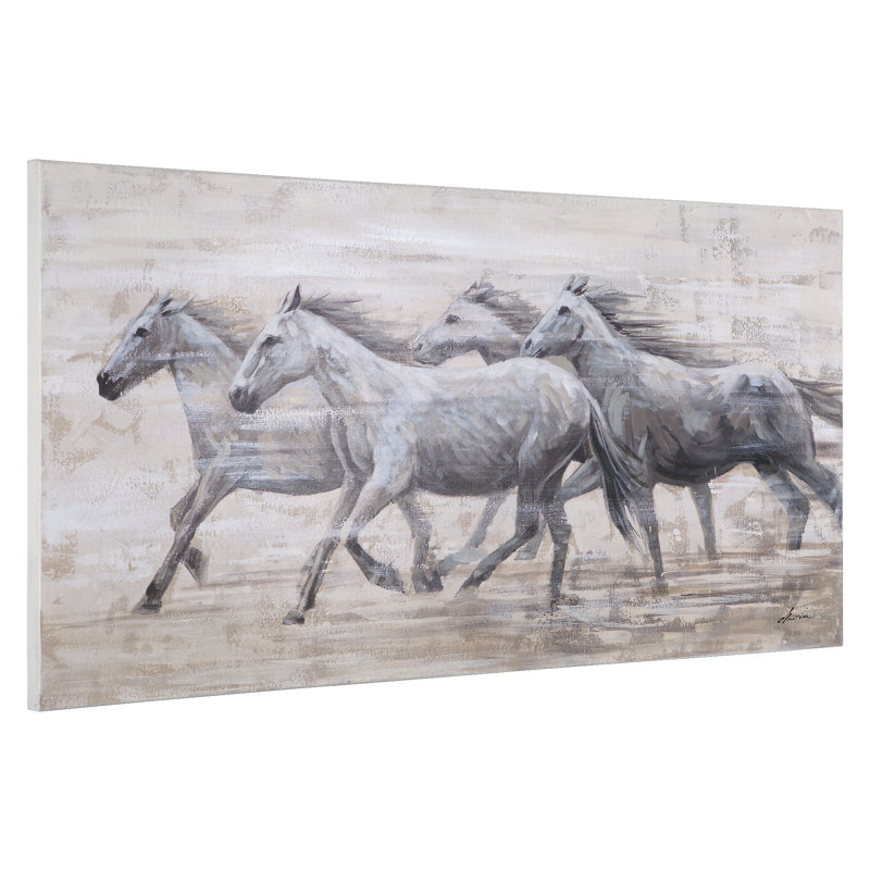 Peinture de chevaux dans le vent, peinture sur toile tendue