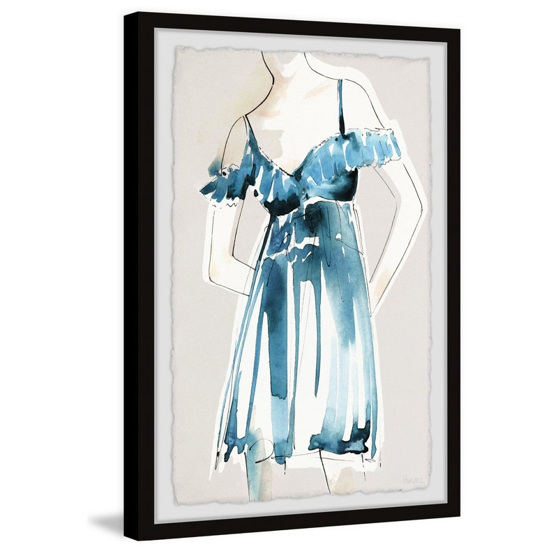 Blue Nightgown by Parvez Taj - Single Picture Frame Painting, 61 cm H x 41 cm W